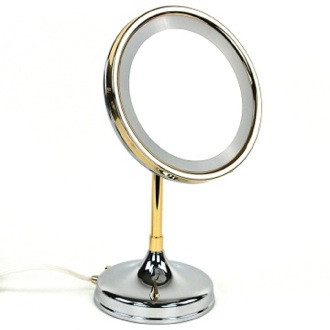 Makeup Mirror Pedestal Round 3x or 5x Brass Magnifying Mirror Windisch 99151D